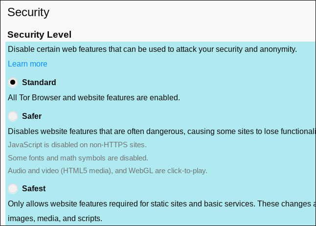 Tor瀏覽器安全設置